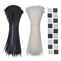 1200 Piece 8 Inch Zip Ties Black and White Assorted Heavy Duty 40 lb Test Nylon Cable Ties with 120 Adhesive-Backed Mounts