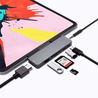 USB C HUB Adapter for iPad Pro 11/12.9 2018 2019,7 in 1 USB C Dongle with 3.5mm&Type-C Earphone Headphone Jack with Volume Control,4K HDMI,USB C PD Charging&Data,USB3.0,Micro SD Card Reader