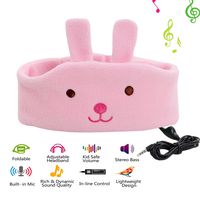ABOGALE Children Headband Headphone Music Headband, Comfortable Volume-Limited Soft Fleece Headband for Kids (Pink-Bunny)