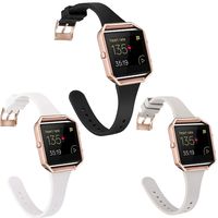 Amcute Compatibe for Fitbit Blaze Band Slim Narrow Thin Silicone Replacement Wristband with Metal Frame for Fitbit Blaze Bands Women Men Small Large (3BlackGRAWHITE, Small)