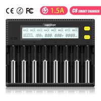 Universal Battery Charger,MiBOXER 8-Bay Smart Charger with Automatic LCD Display,Fast Charge Rechargeable Li-ion LiFePO4 Ni-MH Ni-Cd AA AAA C 18650 26650 18350 17670 18700 21700 RCR123,Fire Prevention