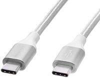 AmazonBasics Double Braided Nylon USB Type-C to Type-C 2.0 Charger Cable | 10 feet, Silver (Renewed)