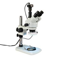 3.5X-90X Zoom Trinocular Stereo Microscope with Narrow Table Stand, 144 LED Light and 10MP Camera