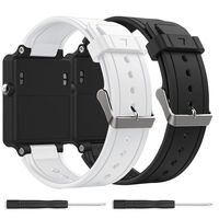 for Garmin vivoactive Band,BossBlue Soft Silicone Replacement Band for Garmin vivoactive Smart Watch,No fit Garmin vivoactive hr Watch.(2 Pack) (Black White, Large)