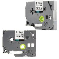 Refill Replace Brother PTouch Labels Tape TZe221 TZ221,3/8 Inch(9mm) W x 26.2 Feet(8m) L,Black on White,Compatible for Brother Label Maker PTD210 PTH100 PTD400AD PTP700 PTD600 PT1230PC, 2 Pack