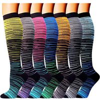 7 Pairs Copper Compression Socks for Men Women 20-30 mmHg Knee High Stockings