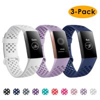 NANW Bands Compatible with Fitbit Charge 3, 3-Pack Silicone Sports Band Breathable Replacement Wristbands Strap Bracelet Bands for Women Men Woven Small Large