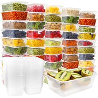 Plastic Food Storage Containers with Lids - Disposable Plastic Food Containers Meal Prep Containers Food Prep Freezer Containers with Lids [50 Pack]
