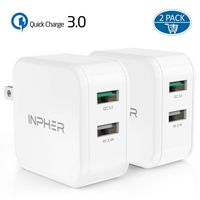 2 Quick Charge USB Wall Charger, Inpher 30W Fast Charger 3.0 + 2.4A Dual Ports Power Adapter with SmartID Foldable Plug for Samsung Galaxy, iPhone, iPad, Google Pixel,Tablet and More