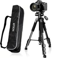 Camera Tripod,57''DSLR Aluminum Camera Tripod for Canon, Nikon, Sony, Samsung, Olympus, Panasonic & Pentax + eCost Microfiber，With 1/4" 3 Way PanHead,2 Bubble Level,57",Load up to 8.8lb, Carry Bag