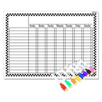 Magnetic Refrigerator Chalkboard (8 Free Markers), Dry Erase Board, Chore, Responsibility, Activity, Reward Star Chart(White 16inch X 12inch Horizontal Flat Pack)
