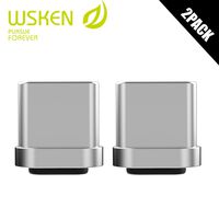 Magnetic USB Type C Adapter Fast Charger Adapter Magnetic Connect Tip Match WSKEN Mini2 Cable Magnetic Terminal Head Plug for Android OS Type-c Devices(2 Pack/Silver)
