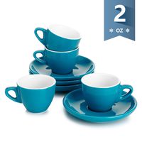 Sweese 401.107 Porcelain Espresso Cups with Saucers - 2 Ounce - Set of 4, Steel Blue