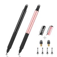 Digiroot (2Pcs) 2-in-1 Precision Stylus Disc Tip with Fiber Tip for Notes-Taking, Drawing, Navigation on Touch Screen (4 Discs, 2 Fiber Tips Included)- (Black/Rose Gold)