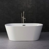 WOODBRIDGE Acrylic Freestanding Bathtub Contemporary Soaking Tub Overflow and Drain, 59" B-0014-C Chrome
