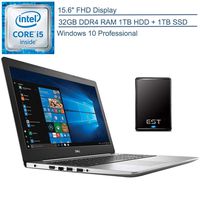 2020 Dell Inspiron 15 5000 15.6" FHD Business Laptop Computer,, Intel Core i5-7200U up to 3.1 GHz, 32GB DDR4 RAM, 1TB HDD + 1TB SSD, Windows 10 Professional + EST 500GB External Hard Drive