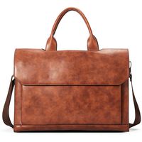 BOSTANTEN Leather Briefcase Messenger Satchel Bag 15.6" Laptop Office Handbags for Women & Men Brown