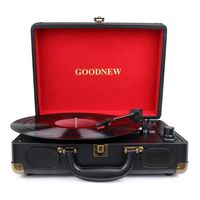 GOODNEW Vinyl Record Player Turntable, 3-Speed Portable Stereo Turntable with Built in Speakers,Support Headphone & RCA Output and AUX Input Jack (3-Speed Portable Stereo)