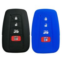 Coolbestda 2Pcs Silicone Smart Key Fob Skin Cover Protector Keyless Jacket Remote Holder for 2018 Toyota Camry C-HR Prius HYQ14FBC 4buttons Smart Key Black Blue
