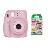 Fujifilm Instax Mini 8+ Instant Film Camera (Strawberry) with Instant Film, 2 x 10 Shoots (Total 20 Shoots) + Colorful Photo Frame Stickers 20 pcs.