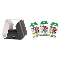 KiiPix Smartphone Picture Printer, Black with Instax Mini Instant Film Value Pack - (3 Twin Packs, 60 Total Pictures)