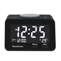 Digital Alarm Clock with Dual USB Charger, Easy Snooze, FM Radio, Large LCD Display, Dimmer, Temperature and Battery Backup for Bedrooms