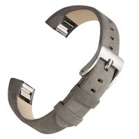 bayite Leather Bands Compatible with Fitbit Alta and Alta HR, Suede Grey 5.5" - 8.1"