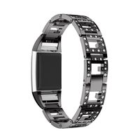 For Fitbit Charge 2 Bands, Forthery Replacement Metal Adjustable Bracelet Bands for Fitbit Charge 2 Smart Watch (Black)