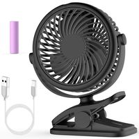 Stroller Fan, Cambond Clip On Fan Battery Operated Fan Rechargeable 2200mAh Battery, USB Cable, 3 Adjustable Speed, Desk Table Portable USB Small Fan for Travel Camping Fishing Boating, Black