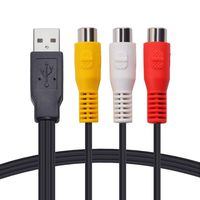 USB to 3RCA Cable, 1 Piece 30cm USB Male to 3 RCA Female Video Audio AV Adapter Cable for TV/PC, Black