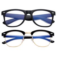 Blue Light Blocking Glasses Large Face Square/Semi-Rimless Computer Game Glasses