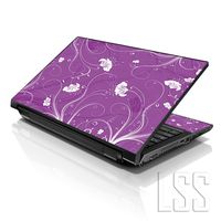 LSS 15 15.6 inch Laptop Notebook Skin Sticker Cover Art Decal Fits 13.3" 14" 15.6" 16" HP Dell Lenovo Apple Asus Acer Compaq (Free 2 Wrist Pad Included) White on Purple Floral