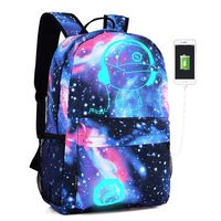 Lmeison Anime Cartoon Luminous Backpack with USB Charging Port and Lock &Pencil Case, Unisex Fashion Galaxy Daypack Shoulder Rucksack Laptop Travel Bag College Bookbag