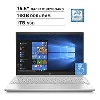 HP 2019 Pavilion 15.6 Inch FHD Touchscreen Laptop (Intel Quad Core i7-8550U up to 4.0 GHz, 16GB DDR4 RAM, 1TB SSD, Intel UHD Graphics 620, Backlit Keyboard, WiFi, Bluetooth, Windows 10) (Gold)