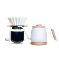 SimpleReal - TAMAGO Premium Single Serve Pour Over Coffee Set | Barista Recommended | 12 oz Kettle with Thermometer, Double Wall Glass Cup and Ceramic dripper