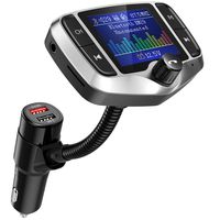 Nulaxy Bluetooth FM Transmitter for Car, 1.8" Color Screen Wireless Radio Adapter Handsfree Car Kit with QC3.0 & 5V/2.4A Charging, Support USB Drive, microSD, Aux, EQ, Car Battery Reading -KM29 Silver