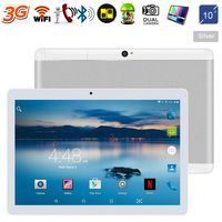 10 Inch 3G Phablet Android 16GB ROM Call Phone Tablet PC, Unlocked Dual Sim Card Slots, Bluetooth, GPS, WiFi, Netflix YouTube Resolution 1280x800, Max 2560x1600 Display (Silver)