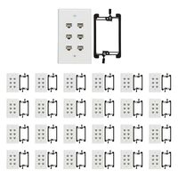 Buyer's Point 6 Port Cat6 Wall Plate, Female-Female White with Single Gang Low Voltage Mounting Bracket Device (25, 6 Port)