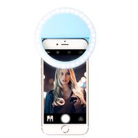 Clip On Ring Light for Camera [Battery Models] Selfie LED Camera Light with 36 LED for Smart Phone Camera Round Shape, Blue