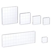 Whaline 6 Pieces Acrylic Stamp Block Clear Stamping Tools Set with Grid Lines for Scrapbooking Crafts Card Making, Assorted Sizes