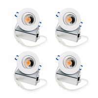 JULLISON 4 Packs 3 Inch LED Die Casting Gimbal Recessed Downlight with Junction Box, COB, 120V, 7W, 5000K Daylight White, 600 Lumens, CRI 90+, Dimmable, IC & Air-Tight, ETL Listed, White