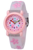 WUTAN Watches for Girls White Resin Wrist Band with Flowers Cute Watch Girls Fashion Waterproof Wristwatches for Kids Children (Flower White us Girl watch-3d)