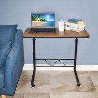 Akway Mobile Laptop Desk Cart 31.5 x 15.7 inches Height Adjustable Rolling Cart Laptop Stands Bed Table for Eating and Laptops, Teak