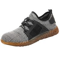 Sameno Street Sneakers Men Work Sneakers の Unisex Steel Toe Work Shoes Safety Boots Mesh Walking Shoes Plus Size 4-14 Gray