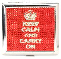 Metal Keep Calm and Carry On Rhinestone Cigarette Case, Fit King Size, 3102PARTYKC