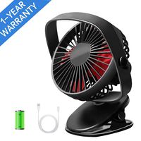 Mini Stroller Fan, ThreeMay Desk and Clip on Fan, 5 Inch Table Portable Personal Fan with USB Rechargeable Battery Operated and 360° Rotation, 3 Speeds, Strong Wind, Small Quiet Fan for Baby Stroller