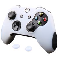 Pandaren Xbox One Controller Grip, Super Thicker Skin Soft Silicone Cover for Xbox One Controller Set (White Skin X 1 + Thumb Grip X 2)