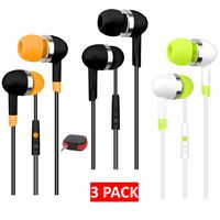 Earbuds with Microphone 3 Pack Headphones Ear Buds in Ear Earphones Mic Control Wired Noise Isolating with Case(Black)