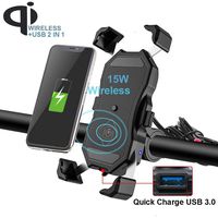 iMESTOU Waterproof Motorcycle Wireless 15W Qi/USB Quick Charger 3.0 Phone Holder 2 in 1 Mount on 22-32mm Handlebar or Rear-view Mirror Pole Fast Charging for 3.5-6.5 inch Cellphones