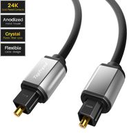 Digital Optical Audio Cable Toslink Cable，Toptrend Male to Male SPDIF Optical Fiber Audio Cord-Black 10ft